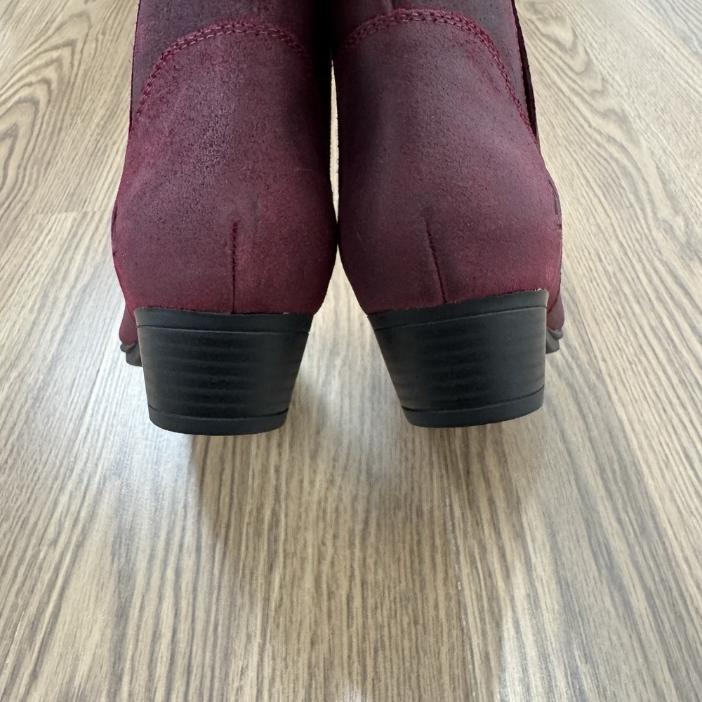 Abeo Ankle Boots Womens 8.5 Burgundy Leather Comfort Bootie Round Toe Holiday - Picture 9 of 16